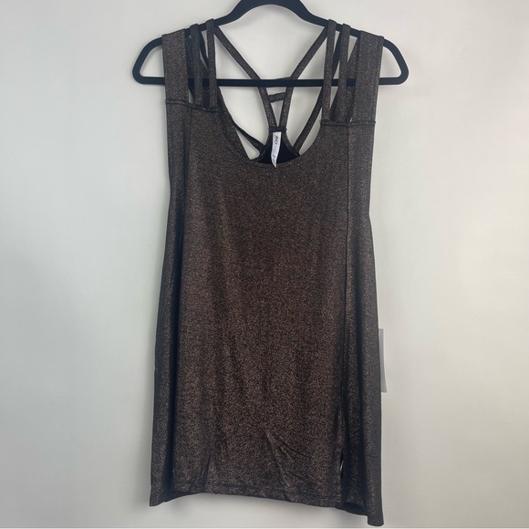RVCA Dresses & Skirts - RVCA Bronze Metallic Strappy Mini Tank Dress Size Large